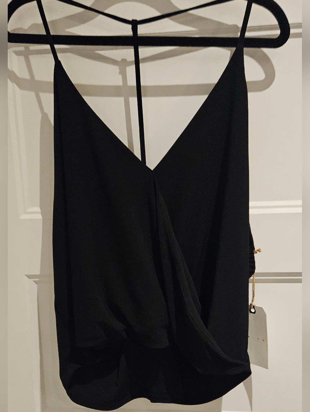 Leith Black Draped Crossover V-Neck Camisole